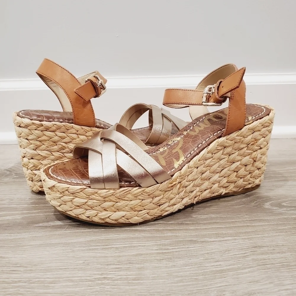 NEW Sam Edelman Darline Leather Metallic Sandals